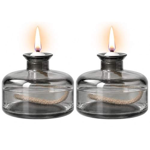 Gray Refillable Glass Oil Lamp Set - Petite Indoor & Outdoor Liquid Oil Lamps