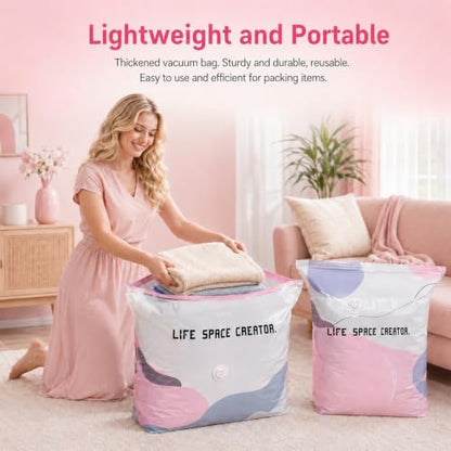 Medium Vacuum Storage Bags for Clothes & Bedding - No Pump Needed, Press & Seal, Airtight Closet Organizer