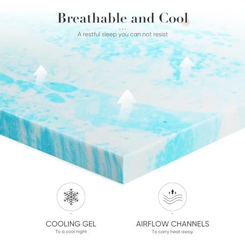 Memory Foam Mattress Topper King Size Gel Infused 2 Inch Support Cooling Bed Pad