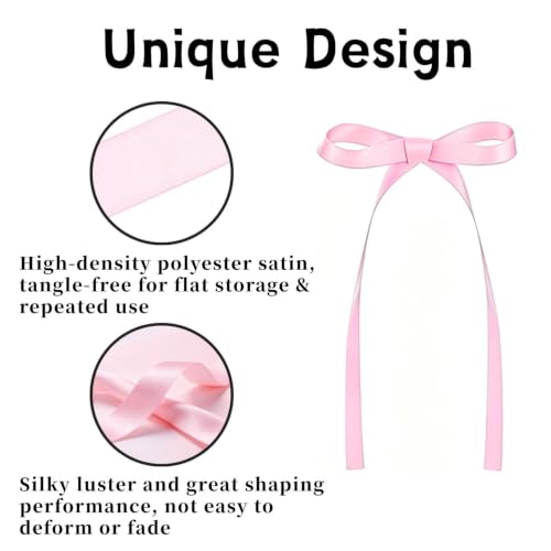 36 Pink Satin Bow Cake Toppers for Desserts & Party Decorations