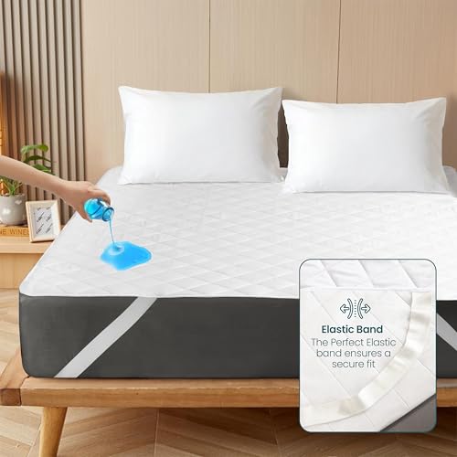 White Full Size Waterproof Mattress Protector with Elastic Corner Straps