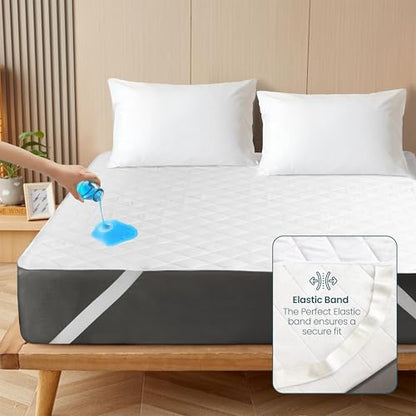 White Full Size Waterproof Mattress Protector with Elastic Corner Straps