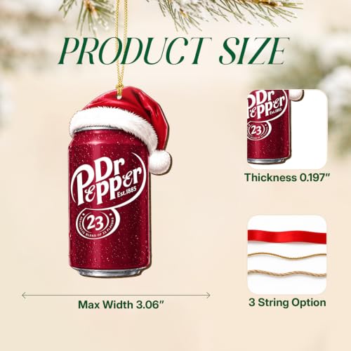 Cherry Cola Wooden Christmas Ornament - Double-Sided Retro Santa Drink Decor