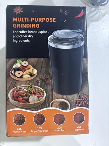 Coffee Grinder Electric, Espresso Coffee Bean Spices Grinder, Coffee Blade Grinders, One Touch Portable Grinder, for Coffee Bean, Spices, Herbs, Nuts, Grains, Black