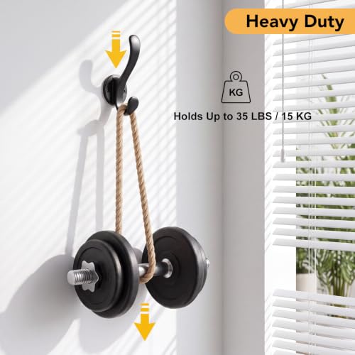 Wall Mount Coat Hooks 6 Pack Heavy Duty Black Metal Hangers with Screws
