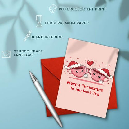 Christmas Holiday Card - Merry Christmas to My Best-Tea Card - Christmas52