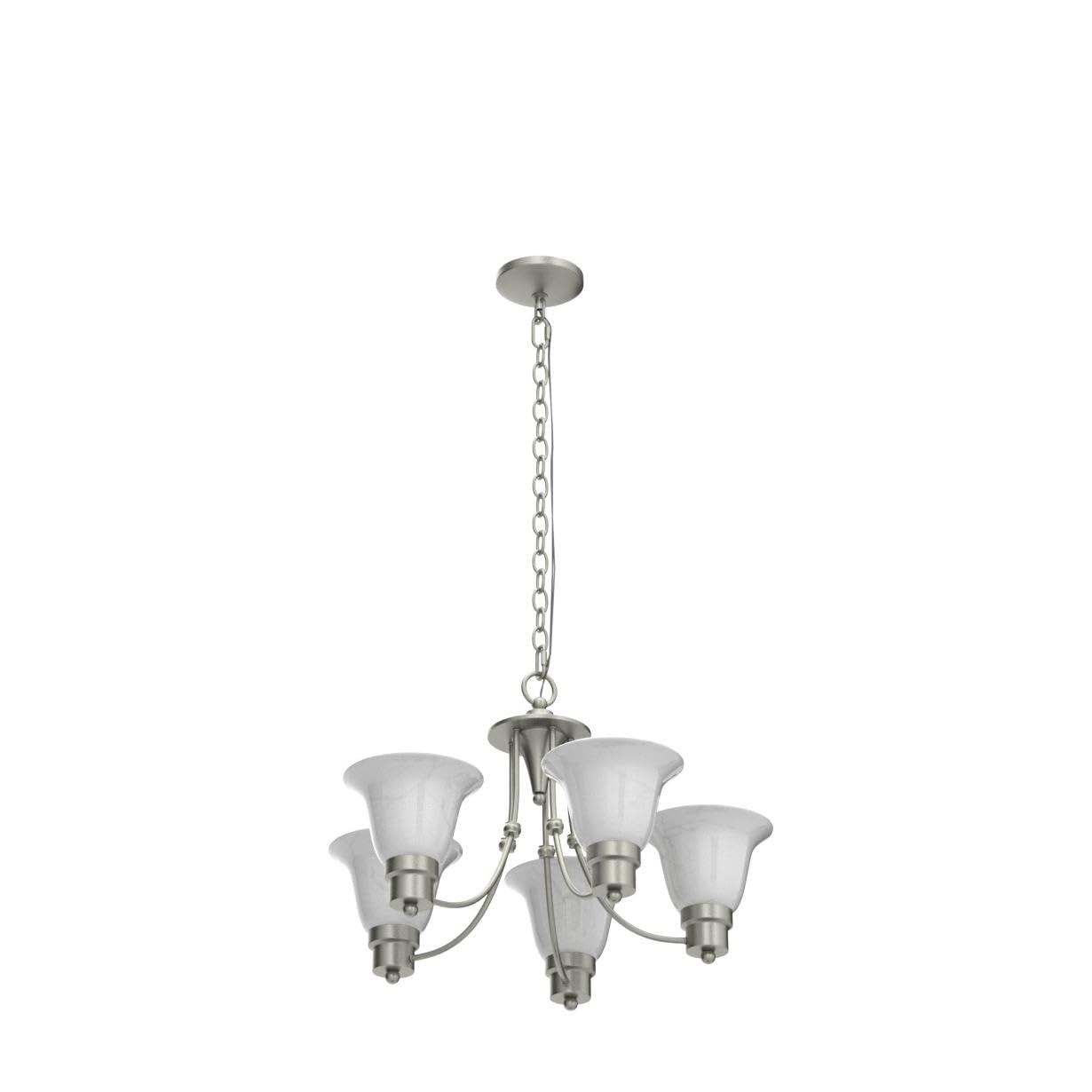 Depuley 5-Light Modern Chandelier Light Fixtures, 21" Contemporary Chandelier Brushed Nickel with Glass Shade, Adjustable Ceiling Hanging Pendant Lighting for Dining Room, E26 LED Bulbs (Not Included)