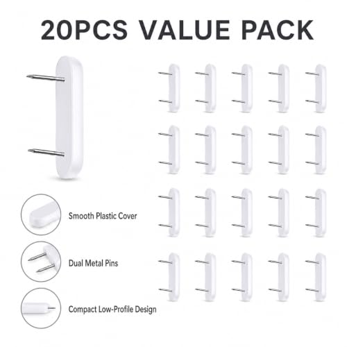 White Plastic-Head Pins for Furniture and Bed Skirts - 20 Pack