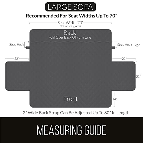 Reversible Sofa Slip Cover for Couches - Pack of 2, Charcoal & Grey, 70 Inch Seat