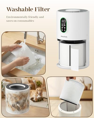 Westhey Large Room Air Purifier with Washable HEPA Filter Auto Mode - White