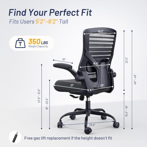 Ergonomic Office Chair with 4-Inch Molded Foam Cushion, 350 Lb Capacity - Matte Black