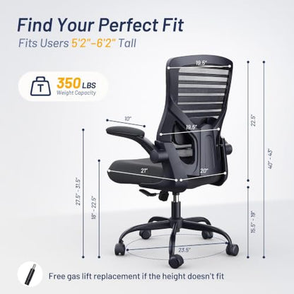 Ergonomic Office Chair with 4-Inch Molded Foam Cushion, 350 Lb Capacity - Matte Black