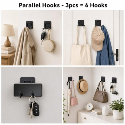 Self-Adhesive Stainless Steel Wall Hooks 3-Pack Heavy Duty Organizer