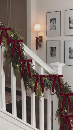 25 Velvet Christmas Bows for Holiday Decor - Burgundy, 1 Inch Wide