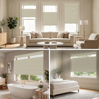 Custom Size Roman Shades Beige Window Blinds Cordless Fabric Curtains