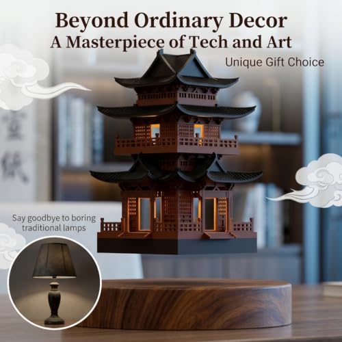 Multicolor Levitating Ancient Tower Lamp Magnetic Floating Night Light 360° Spinning