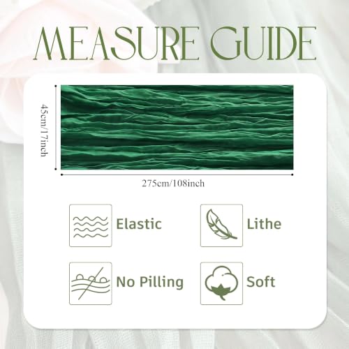 12 Pack Emerald Green Cheesecloth Table Runners - 17x108 Inch Elegant Gauze for Party & Home Decor