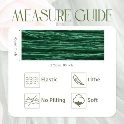 12 Pack Emerald Green Cheesecloth Table Runners - 17x108 Inch Elegant Gauze for Party & Home Decor