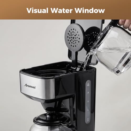 Aromvel Bright Silver 12-Cup Drip Coffee Maker with LED Display