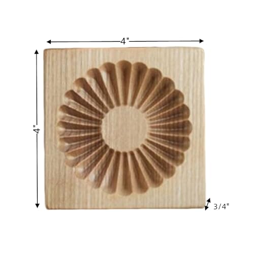 Wooden Cookie Biscuit Mold Embossed Stamp B# - Natural Beech Wood Baking Tool