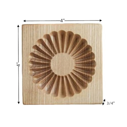 Wooden Cookie Biscuit Mold Embossed Stamp B# - Natural Beech Wood Baking Tool