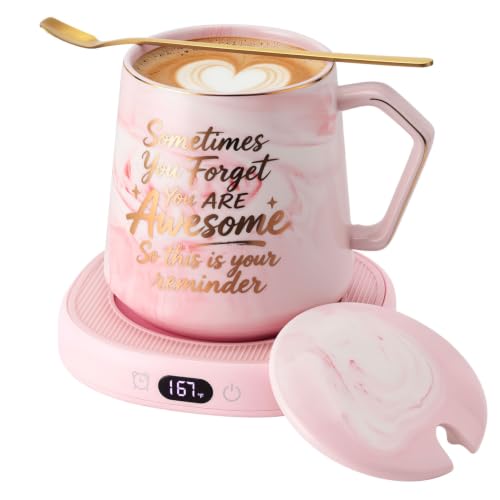 Pink Coffee Mug Warmer Set - Smart Electric Tea & Coffee Cup Warmer for Desk