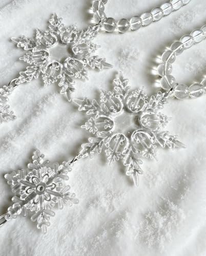 Snowflake Crystal Beaded Curtain Tiebacks - Magnetic Winter Decor Set of 2