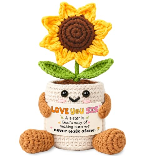 Sister Sunflower Crochet Gift with Card - Birthday from Big Sister Variation