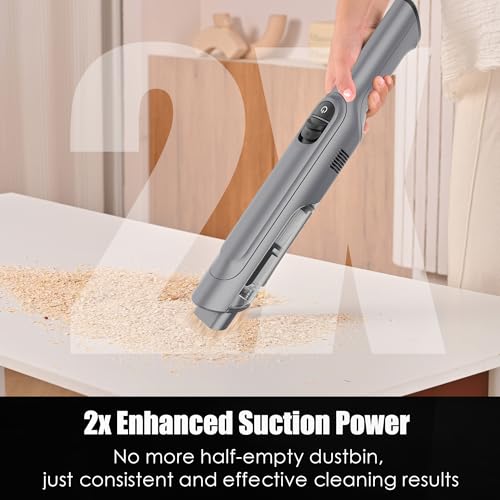PROMOMO Cordless Handheld Vacuum Cleaner with 2x Suction, Dust Cup, Charging Dock - Stardust Silver