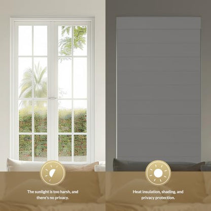 Cordless Blackout Roman Shades - No Drill, 16x64 Inches, White