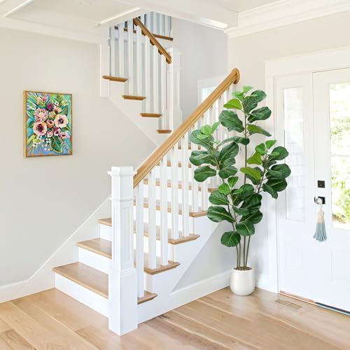 Faux Fiddle Leaf Fig Tree 5ft with White Planter - Green Variation