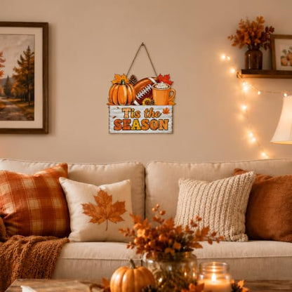 Fall Front Door Decor - Tis The Season Wooden Welcome Sign Hanging