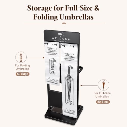 Large Wet Umbrella Stand with Bag Holder and Drip Tray - Entryway Organizer