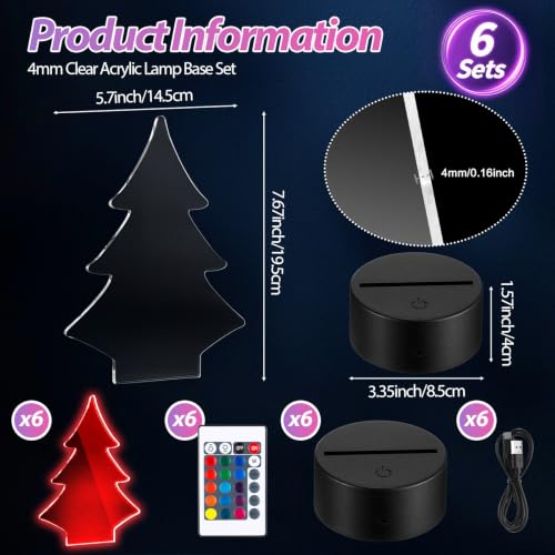 Christmas LED Light Kit with Acrylic Tree Bases - 6 Sets
