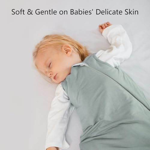 BubblePanda Rayon Made from Bamboo Sleep Sack 0-6 Months 1.0 Tog Soft Toddler Sleeping Sack 3-6 Months for Infant Newborn Babies 2-Way Zipper Baby Wearable Blanket 0-3 Months