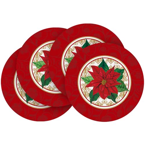 14-Inch Vinyl Christmas Placemats Set of 4 Non-Slip Table Mats for Holiday Decor