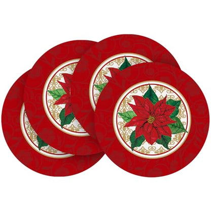 14-Inch Vinyl Christmas Placemats Set of 4 Non-Slip Table Mats for Holiday Decor