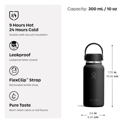 Insulated 10 Oz Micro Hydro Flask Leakproof Water Bottle Burgundy Variation