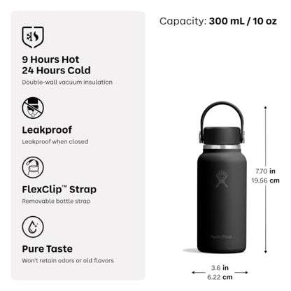 Insulated 10 Oz Micro Hydro Flask Leakproof Water Bottle Burgundy Variation