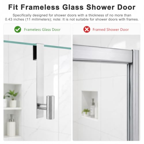 Silver Stainless Steel Shower Door Hooks 2 Pack - Rustproof Bathroom Towel Hangers