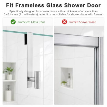 Silver Stainless Steel Shower Door Hooks 2 Pack - Rustproof Bathroom Towel Hangers