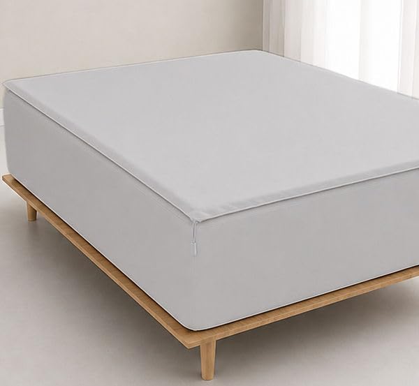 Twin XL Zipper Fitted Sheet Set - Light Grey, 10 Inch Deep Microfiber Bedding