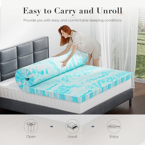 Memory Foam Mattress Topper King Size Gel Infused 2 Inch Support Cooling Bed Pad