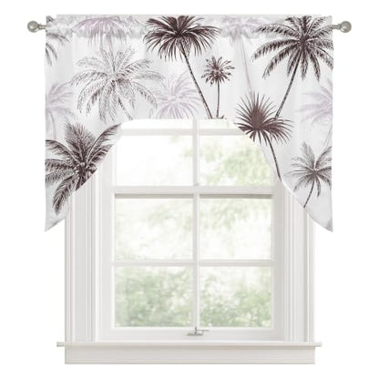 Espresso Brown Palm Tree Swag Valance Short Curtains 56x36 Inches for Windows