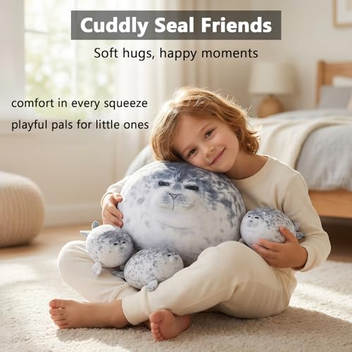 Seal Plush Toy Mommy with 4 Baby Seals - Large 19.7-inch Cuddle Plush Set - Variation: Seal Mommy With 4 Babies