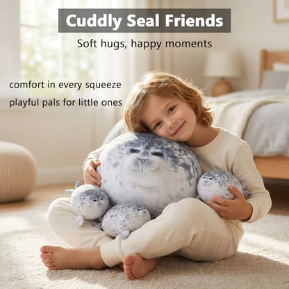 Seal Plush Toy Mommy with 4 Baby Seals - Large 19.7-inch Cuddle Plush Set - Variation: Seal Mommy With 4 Babies