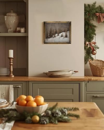 Vintage Christmas Tree Wall Art Canvas Print - Farmhouse Forest Scene, 10x8 Inch, Unframed - Christmas Pine Forest Variation