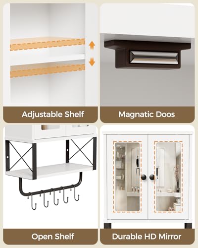 Wall-Mounted Bathroom Medicine Cabinet with Mirror and Towel Bar