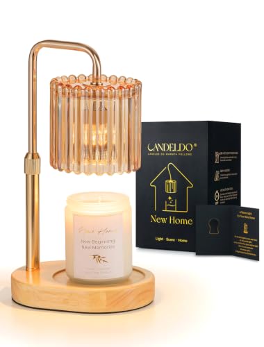 Amber Housewarming Gift Set with Scented Candle and Candle Warmer Lamp - Gold