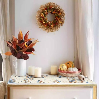 Fall Navy Blue Pumpkin Table Runner 13x36 Inches - Rustic Thanksgiving Decor